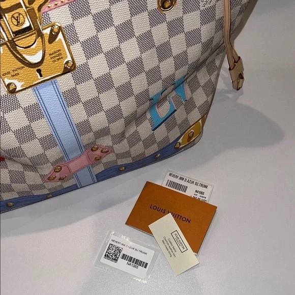 ❤️NWT LOUIS VUITTON NEVERFUL MM DAMIER AZUR SUMMER TRUNK N41065 - Picture 15 of 17